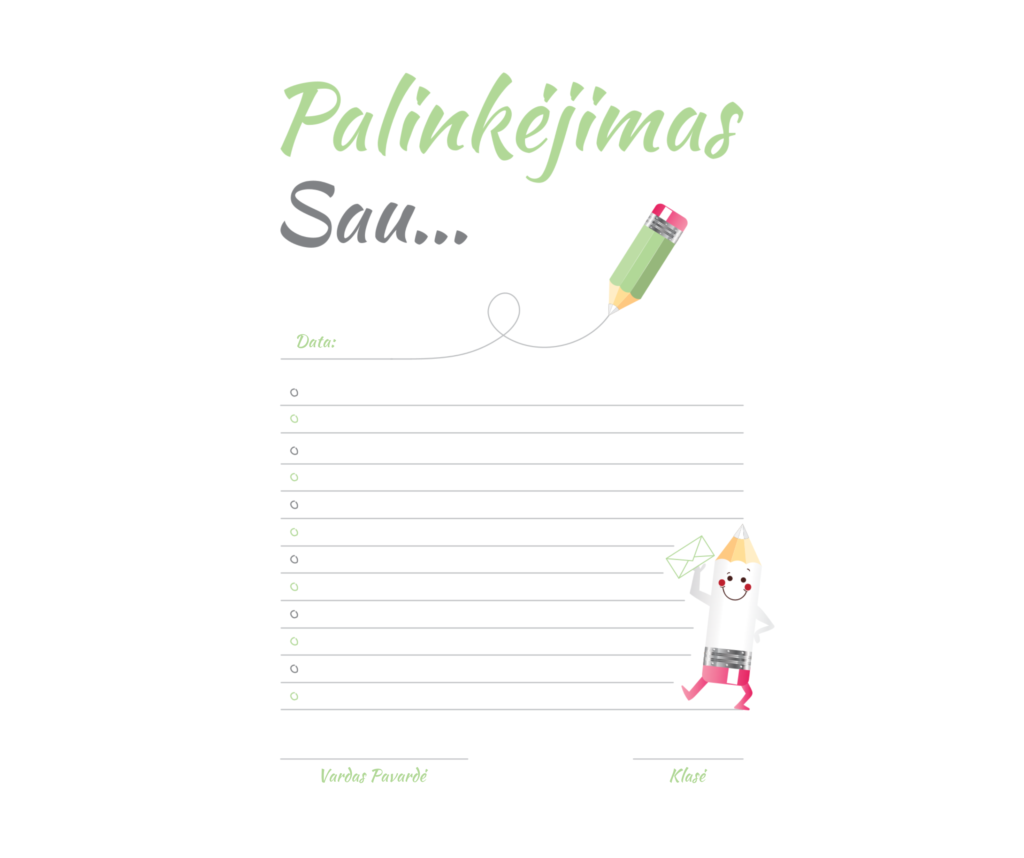 Užduočių lapas  „Palinkėjimas sau“