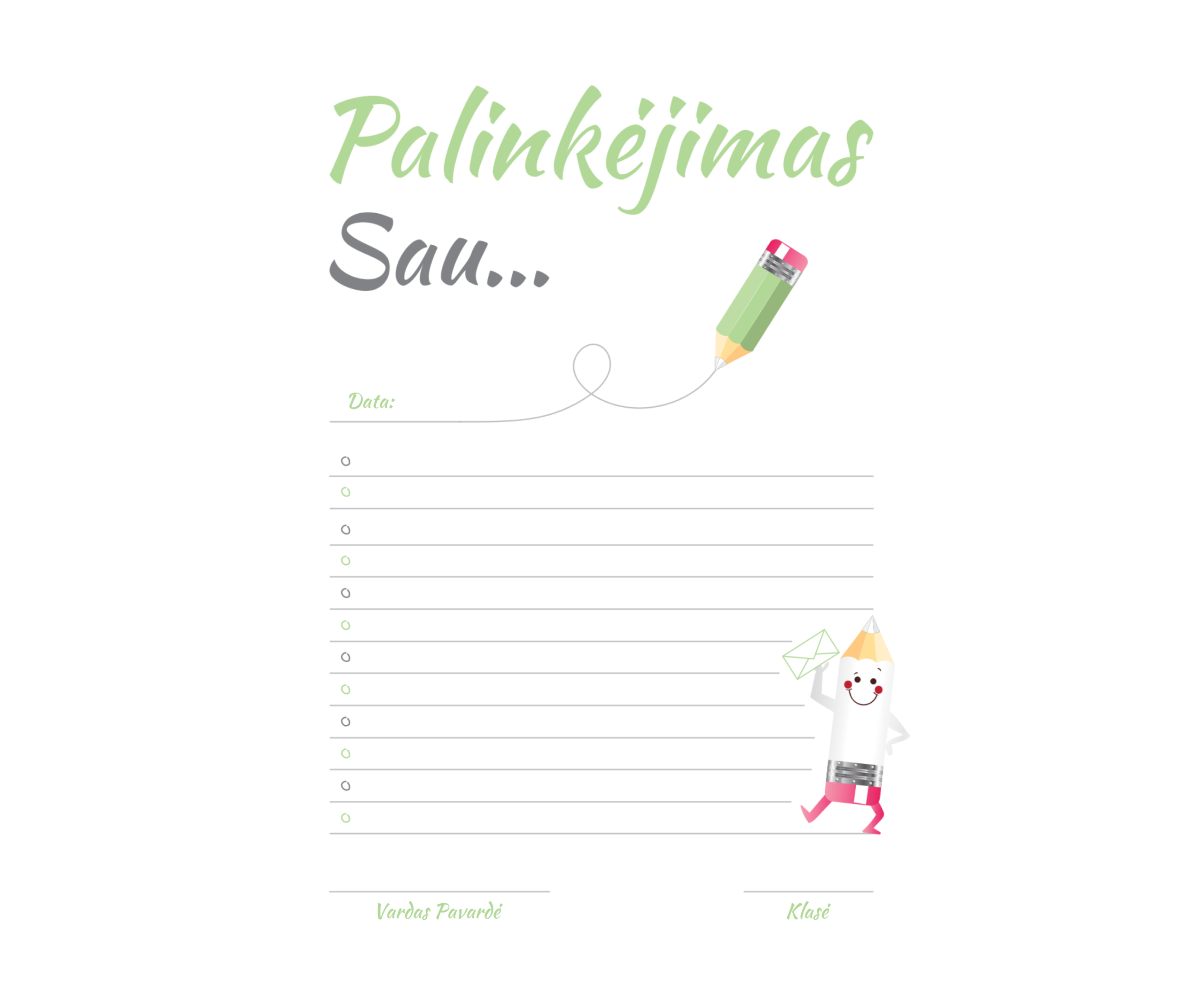 Užduočių lapas „Palinkėjimas sau“